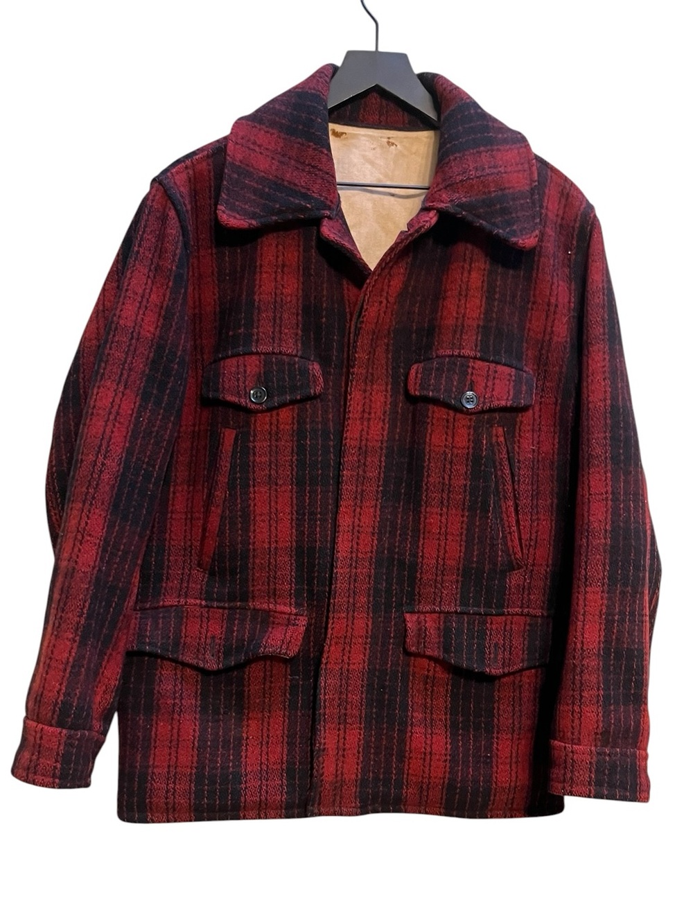 Vintage Weather Wise 50’s hunting Red Black Plaid Wool Jacket - Classic